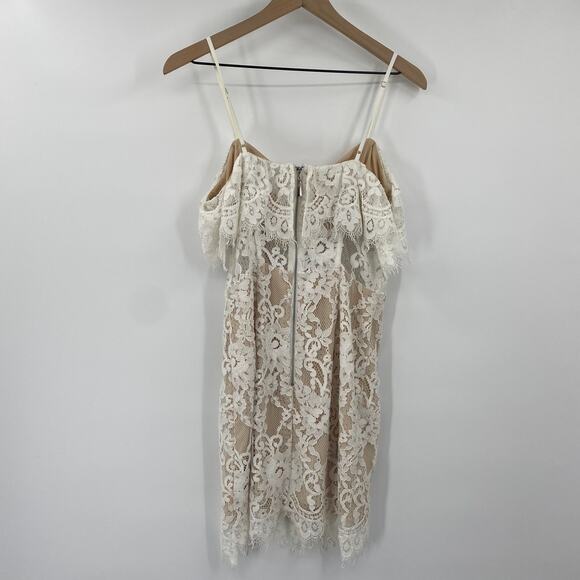 NBD X Naven Allie Mini Dress Lace Off Shoulder Sweetheart Neckline White Medium - Picture 5 of 9